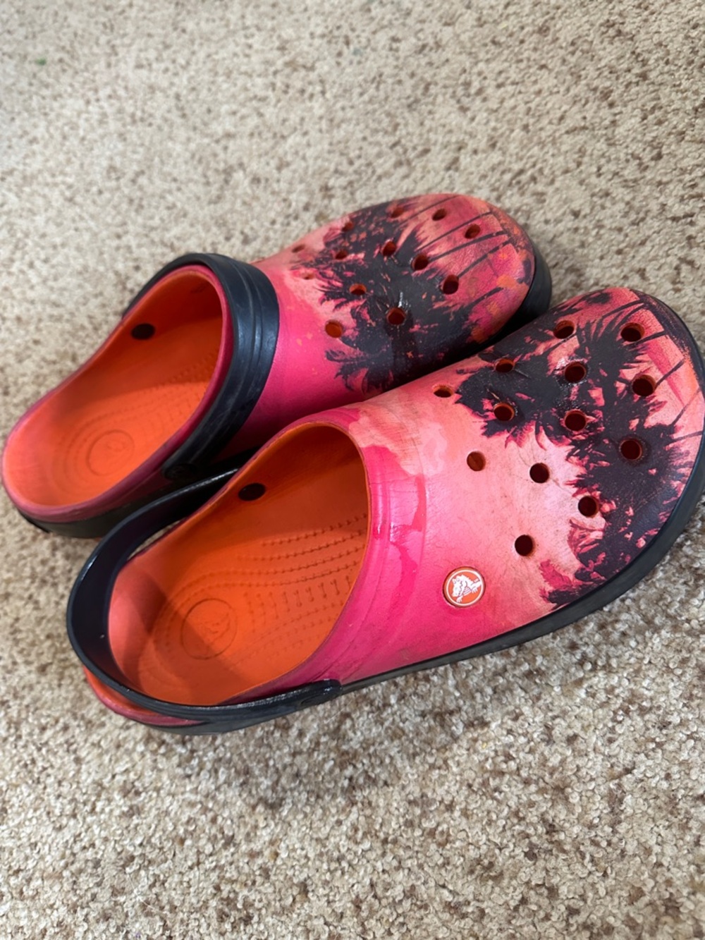 CROCS Kids' Pink and Black Tie-Dye Slip-On Clogs